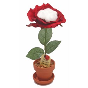 Potted Silk Desk Rose with Cotton for Her - 2 Year Anniversary Gifts