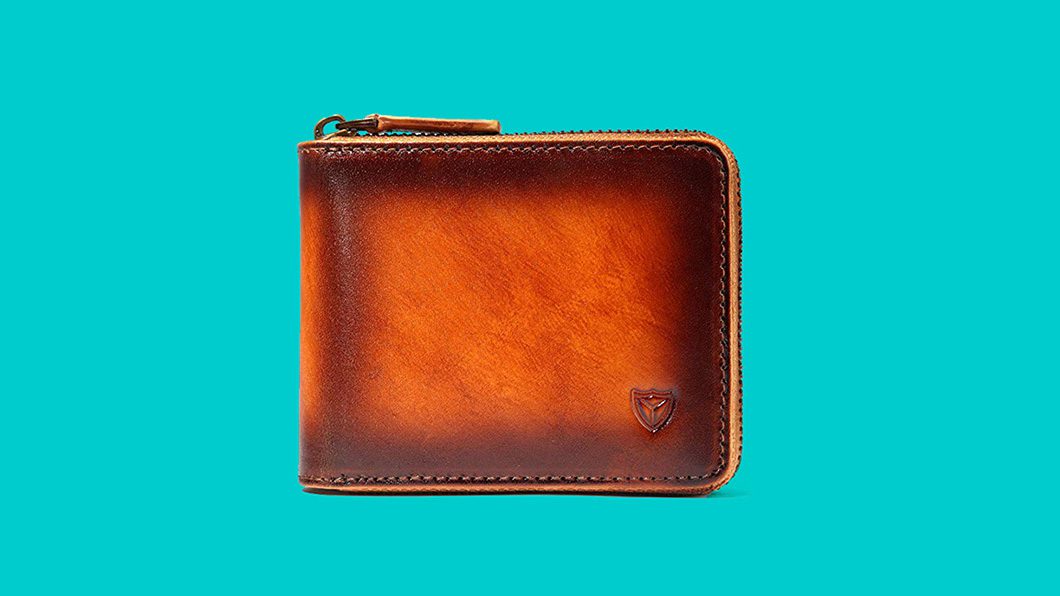 Mens Leather Zipper Wallet - Gifts For History Buffs