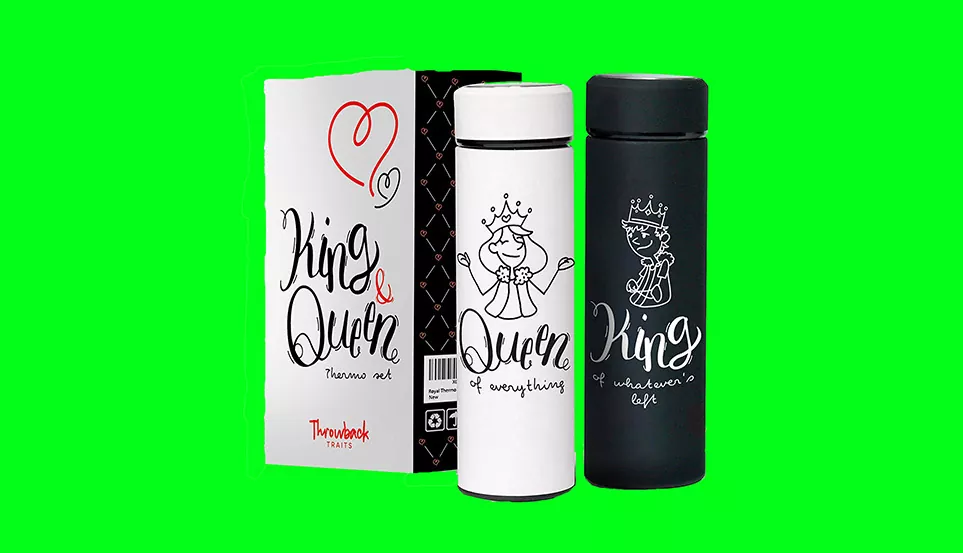 King and Queen Thermo Set - 6th Wedding Anniversary Gifts