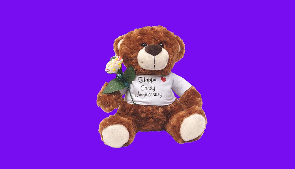 Teddy Bear With Candy Rose - 6th Wedding Anniversary Gifts