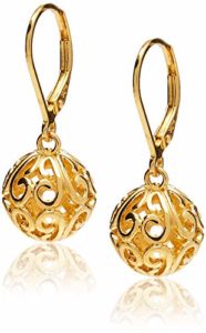 Filigree Ball Leverback Dangle Earrings - Gifts That Start With E