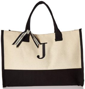J Initial Canvas Tote