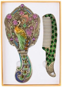 Peacock Mirror & Comb Set