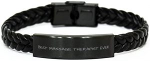 Massage Therapist's Braided Leather Bracelet Gift