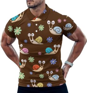 Men's Snail Print Polo-Shirt